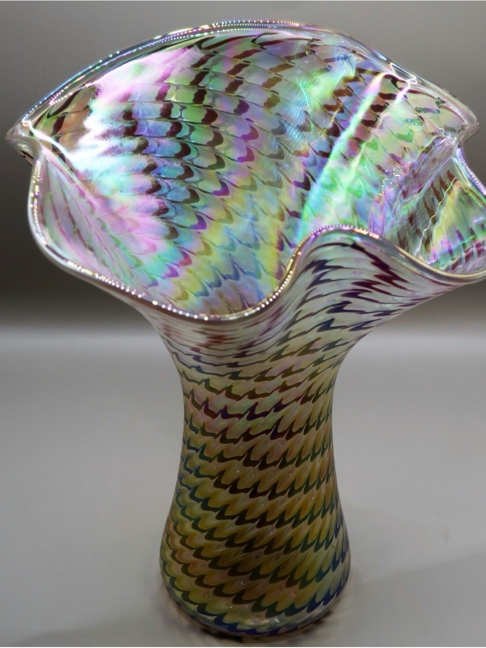 Vintage Glass Eye Handblown Art Glass Vase - Multicolor
